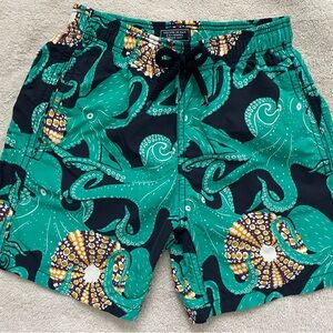 Vilebrequin Boys Green Octopus Swim Shorts WITH drawstring swimwear bag